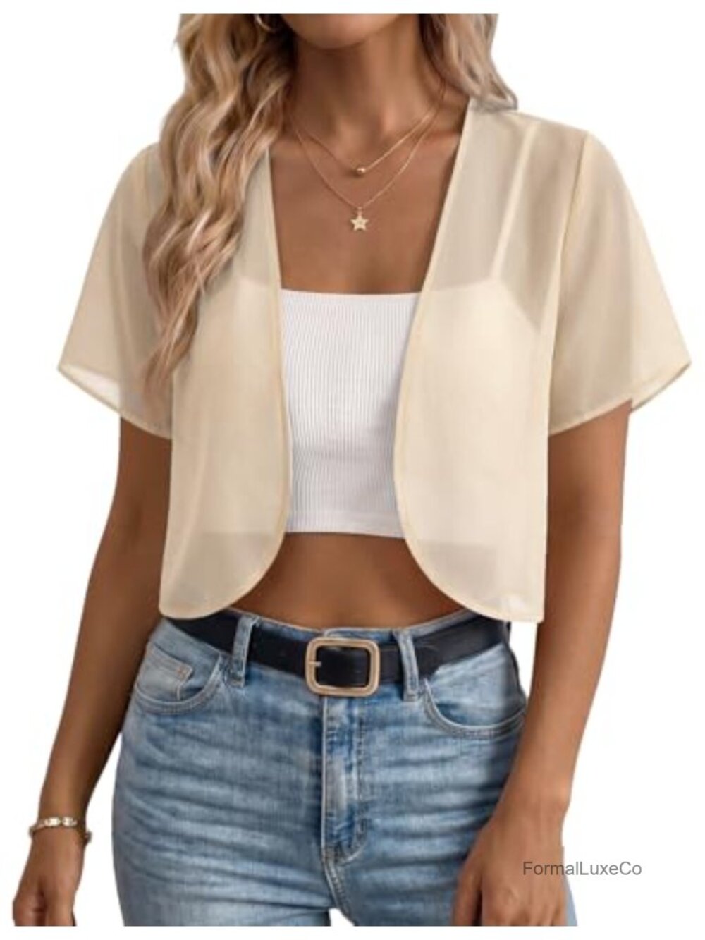 Chiffon Bolero Shrug Open Front Cropped Cardigan Summer Cover Up